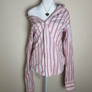 Abercrombie & Fitch Striped Pink Button-Up Women's Top